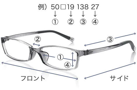 メガネのサイズの見方